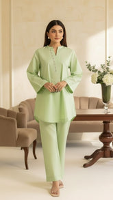 Solid Cotton Stitched 2 Piece (Shirt/Trouser)