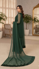 Luxury Pret Solid Chiffon Stitched 3 Piece