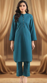 Solid Cotton Stitched Shirt/Trouser 2 Piece