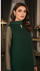 Luxury Pret Solid Chiffon Stitched 3 Piece