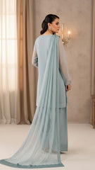 Luxury Pret Solid Chiffon Stitched 3 Piece