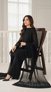 Luxury Pret Solid Chiffon Stitched 3 Piece