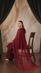 Luxury Pret Solid Chiffon Stitched 3 Piece