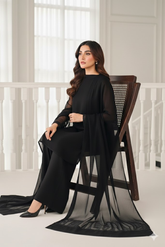 Luxury Pret Solid Chiffon Stitched 3 Piece