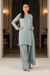 Luxury Pret Solid Chiffon Stitched 3 Piece