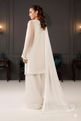 Luxury Pret Solid Chiffon Stitched 3 Piece