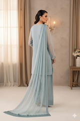 Luxury Pret Solid Chiffon Stitched 3 Piece