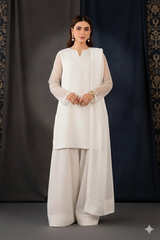 Luxury Pret Solid Chiffon Stitched 3 Piece