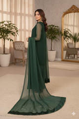 Luxury Pret Solid Chiffon Stitched 3 Piece