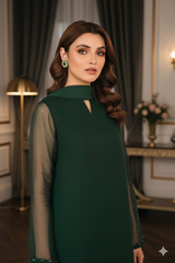 Luxury Pret Solid Chiffon Stitched 3 Piece