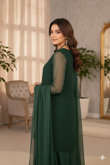 Luxury Pret Solid Chiffon Stitched 3 Piece