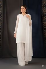Luxury Pret Solid Chiffon Stitched 3 Piece