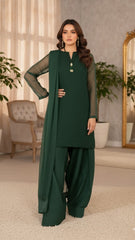 Luxury Pret Solid Chiffon Stitched 3 Piece
