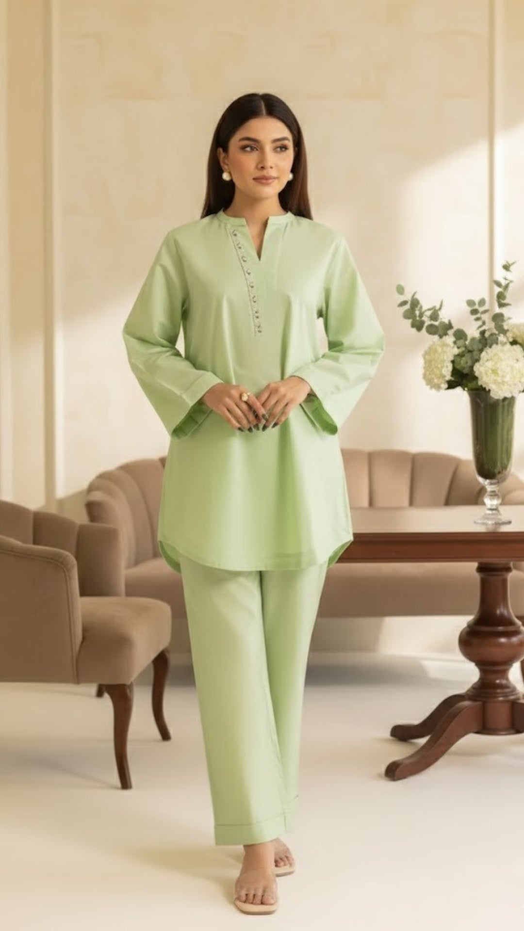 Solid Cotton Stitched 2 Piece (Shirt/Trouser)