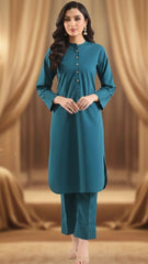 Solid Cotton Stitched Shirt/Trouser 2 Piece