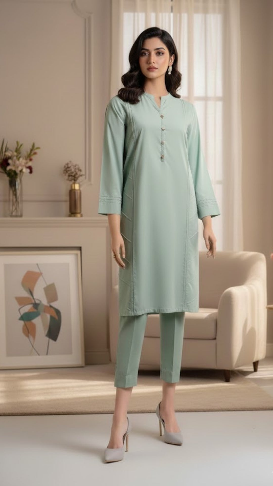 Solid Cotton Stitched Shirt/Trouser 2 Piece