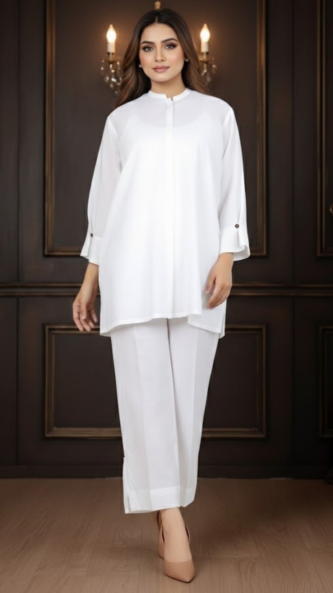 Solid Cambric Stitched Shirt/Trouser 2 Piece