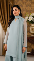 Luxury Pret Solid Chiffon Stitched 3 Piece