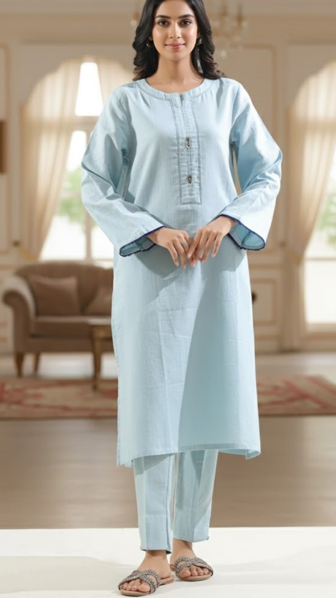 Cambric Cotton Stitched 2 Pcs