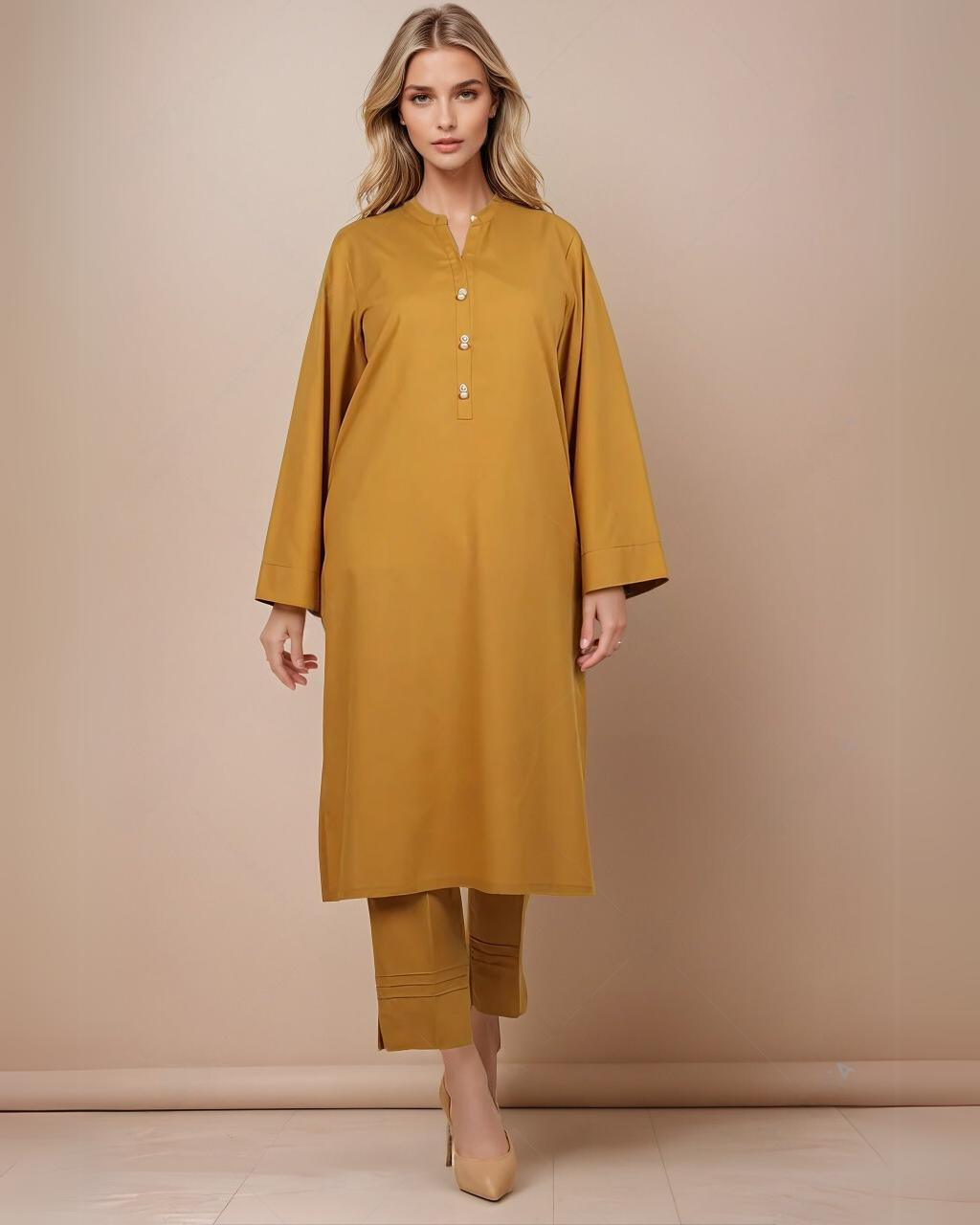 Solid Cotton Stitched 2 Pcs