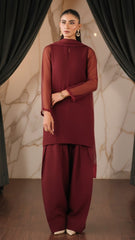 Luxury Pret Solid Chiffon Stitched 3 Piece