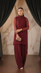 Luxury Pret Solid Chiffon Stitched 3 Piece
