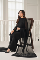 Luxury Pret Solid Chiffon Stitched 3 Piece