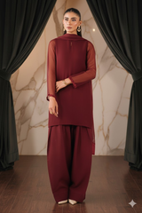Luxury Pret Solid Chiffon Stitched 3 Piece