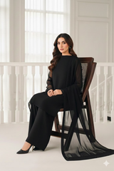 Luxury Pret Solid Chiffon Stitched 3 Piece