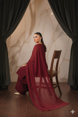 Luxury Pret Solid Chiffon Stitched 3 Piece