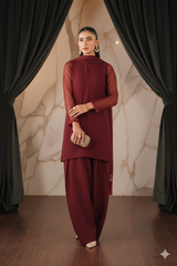 Luxury Pret Solid Chiffon Stitched 3 Piece