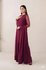 Luxury Pret Solid Chiffon Stitched 3 Piece