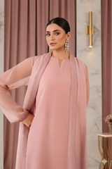 Luxury Pret Solid Chiffon Stitched 3 Piece